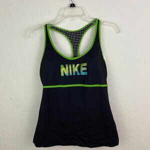 Womens Nike Swim Top Size 10 Halter Black Green Under Bra Good Condition